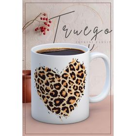 Truego Seramik Mug Leopar Kalp Kupa