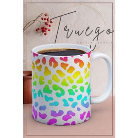 Truego Seramik Mug Renkli Leopar Desen Kupa