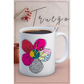 Truego Seramik Mug Soyut Çiçek Kupa