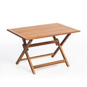 Truva 120x70 cm İroko Katlanabilir Dikdörtgen Bahçe Balkon Mutfak Teras Masası