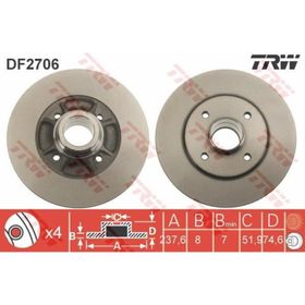 TRW DF2706 Ayna Arka Fren Diski
