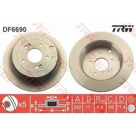 TRW DF6690 Ayna Arka Fren Diski