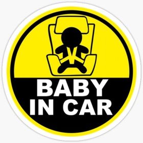 TSC MD2 Dikkat Arabada Bebek Var Sticker Etiket 18 cm Oto Cam Uyarı Levha