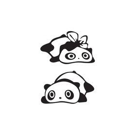 TSC Z483 Yan Ayna Panda Araba Sticker