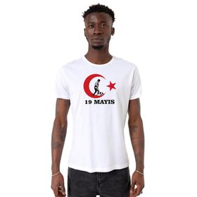 Tshirthane 19 Mayıs Ata Beyaz Erkek T-shirt