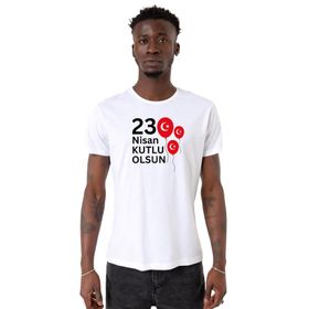 Tshirthane 23 Nisan Balon Beyaz Erkek T-shirt