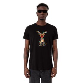 Tshirthane Adorable Reindeer Christmas Siyah Erkek T-shirt