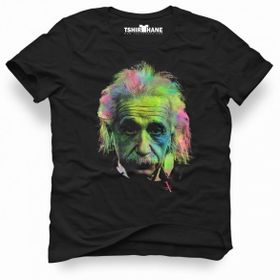 Tshirthane Albert Einstein Colors Siyah Erkek Tshirt