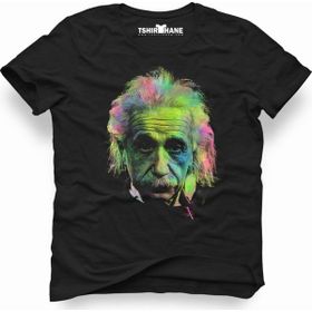 Tshirthane Albert Einstein Colors Siyah Erkek Tshirt