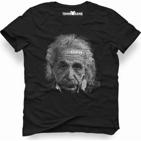 Tshirthane Albert Einstein Tipografi Siyah Erkek T-shirt
