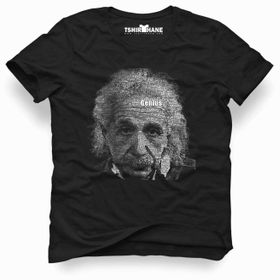 Tshirthane Albert Einstein Tipografi Siyah Erkek T-shirt