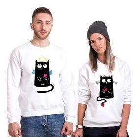 Tshirthane Angel Cat Devil Cat Sevgili Kombinleri Sweatshirt