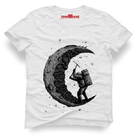 Tshirthane Astronot Moon Ay Beyaz Erkek T-shirt