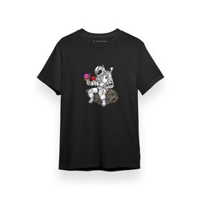 Tshirthane Astronot Siyah Erkek T-shirt