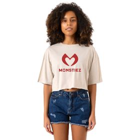 Tshirthane Babymonster Monstiez Bej Kadın Crop