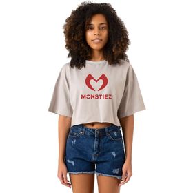 Tshirthane Babymonster Monstiez Taş Rengi Kadın Crop