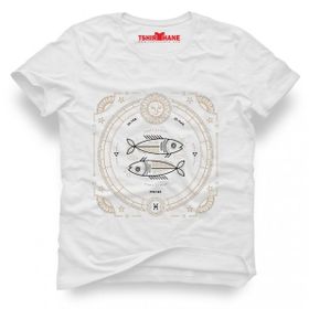 Tshirthane Balık Burcu Pisces Beyaz Erkek Tshirt