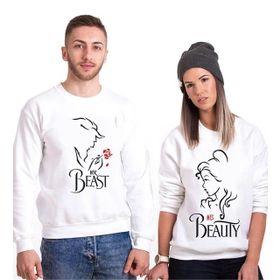 Tshirthane Beast Beauty Gül Sevgili Kombinleri Sweatshirt
