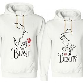 Tshirthane Beast Beauty Gül Sevgili Kombinleri Sweatshirt