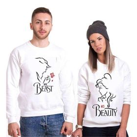 Tshirthane Beast Beauty Gül Sevgili Kombinleri Sweatshirt