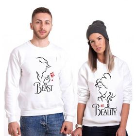 Tshirthane Beast Beauty Sevgili Kombinleri Sweatshirt