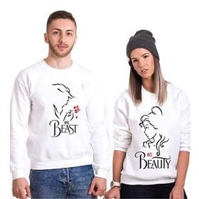 Tshirthane Beast Beauty Sevgili Kombinleri Sweatshirt