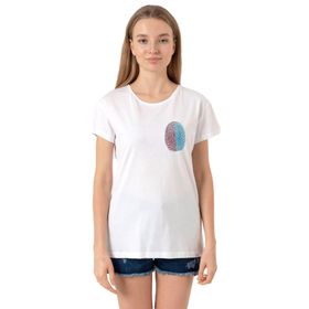 Tshirthane Bordo Mavi Parmak İzi Beyaz Kadın Bisikletyaka T-shirt