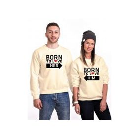 Tshirthane Born Krem 2'li Sevgili Sweatshirt