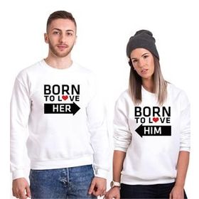 Tshirthane Born Krem 2'li Sevgili Sweatshirt