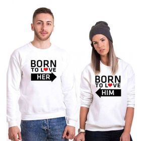 Tshirthane Born Krem 2'li Sevgili Sweatshirt