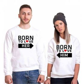 Tshirthane Born Krem 2'li Sevgili Sweatshirt