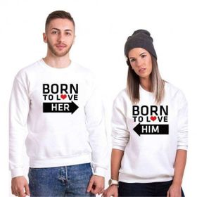 Tshirthane Born Krem 2'li Sevgili Sweatshirt