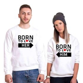 Tshirthane Born Krem 2'li Sevgili Sweatshirt