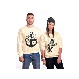 Tshirthane Captain Mermaid 2'li Sevgili Sweatshirt
