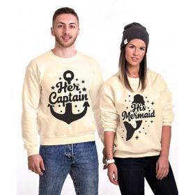 Tshirthane Captain Mermaid 2'li Sevgili Sweatshirt