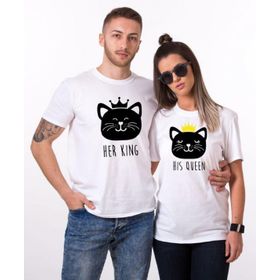 Tshirthane Cat King Cat Queen Sevgili Kombinleri T-shirt Kombini