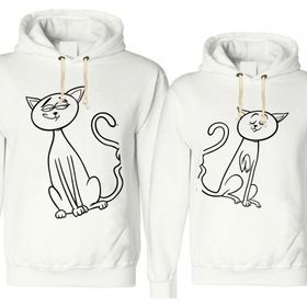 Tshirthane Cats Love Sevgili Kombinleri Sweatshirt Kombini