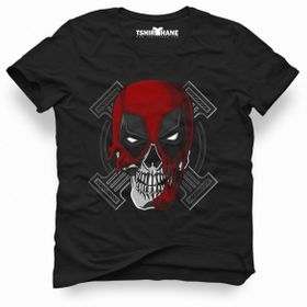 Tshirthane Deadpool Skull Siyah Erkek Tshirt