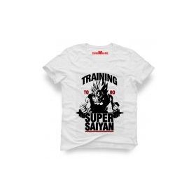 Tshirthane Dragon Ball Super Saiyan Traning Beyaz Erkek T-shirt