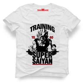 Tshirthane Dragon Ball Super Saiyan Traning Beyaz Erkek T-shirt