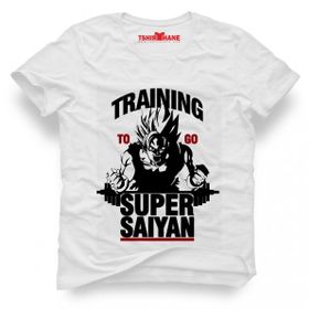 Tshirthane Dragon Ball Super Saiyan Traning Beyaz Erkek T-shirt
