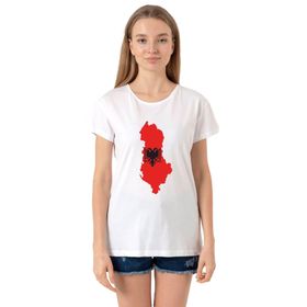 Tshirthane Euro 24 Albania Bisikletyaka Kadın Beyaz Sweatshirt