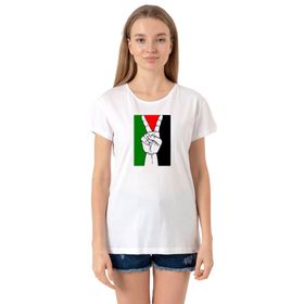 Tshirthane Free Hand Palestine Flag Kapüşonlu Kadın Beyaz Sweatshirt