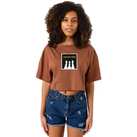 Tshirthane G-Dragon Home Sweet Home Kahverengi Kadın Crop