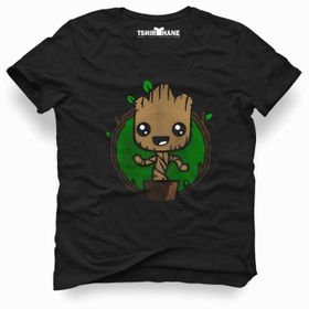 Tshirthane Galaxy Baby Groot Siyah Erkek T-shirt