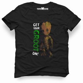 Tshirthane Get Your Groot On Siyah Erkek Tshirt