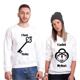 Tshirthane Heart Key Sevgili Kombinleri Sweatshirt Kombini