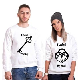 Tshirthane Heart Key Sevgili Kombinleri Sweatshirt Kombini