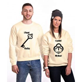 Tshirthane Heart Key Sevgili Kombinleri Sweatshirt Kombini