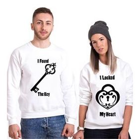 Tshirthane Heart Key Sevgili Kombinleri Sweatshirt Kombini